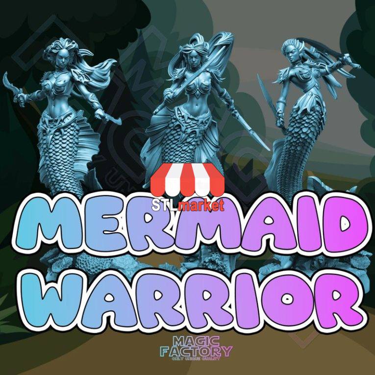 Mermaid-Warrior-Figure-STL-Model-Sexy-Mermaid-Wa_1