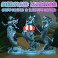 Mermaid Warrior Figure STL Model-DnD Miniature (Supported and Unsupported)