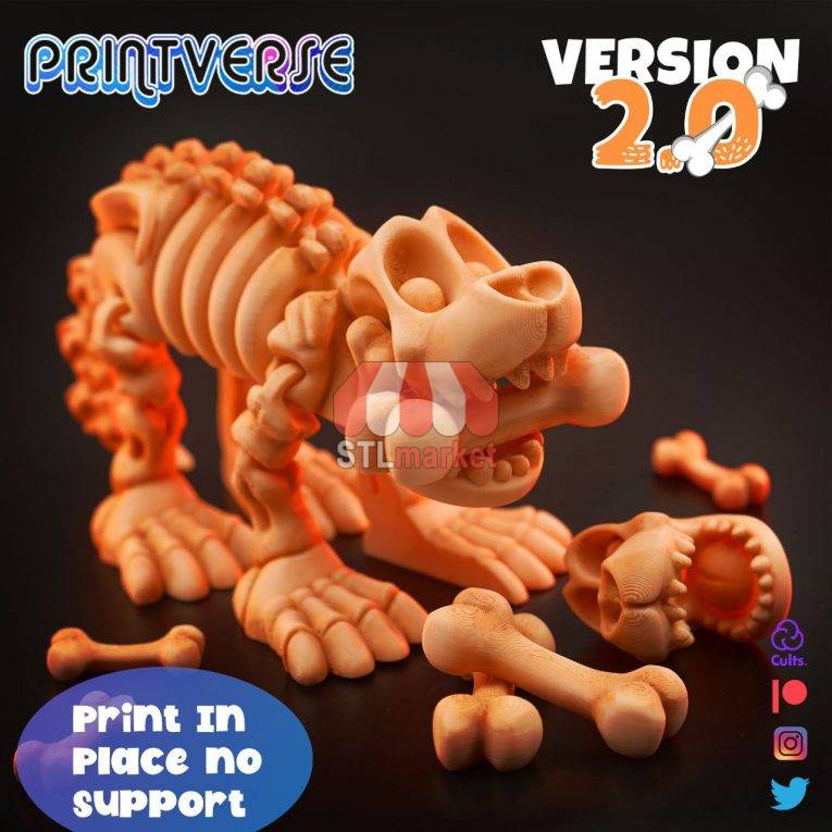 Flexy Skeleton Dog Version 2 stl download